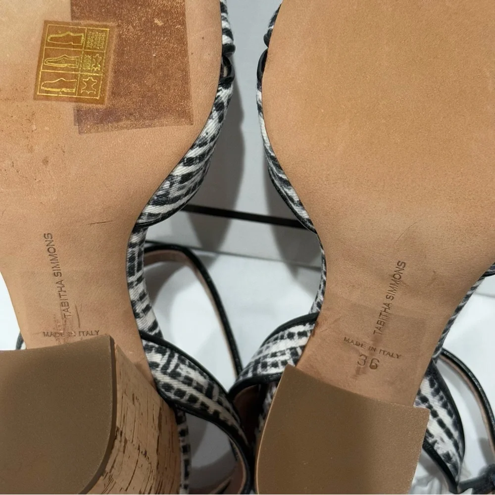 Tabitha Simmons Connie Ankle Strap Black‎ and White Playful Volley Heels